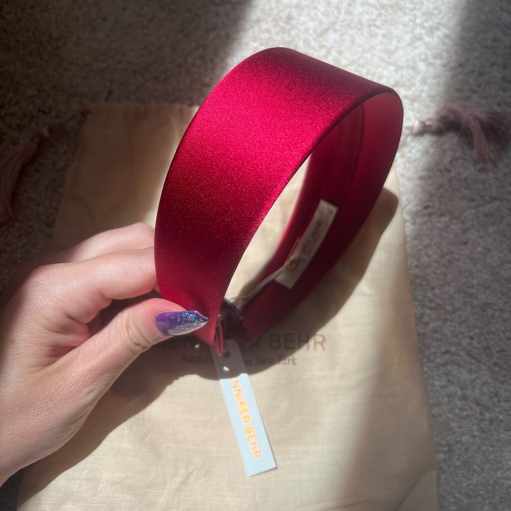NEW! Jennifer Behr Layla Satin Headband in Red